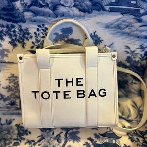 Cream Tote Bag with Black Text
